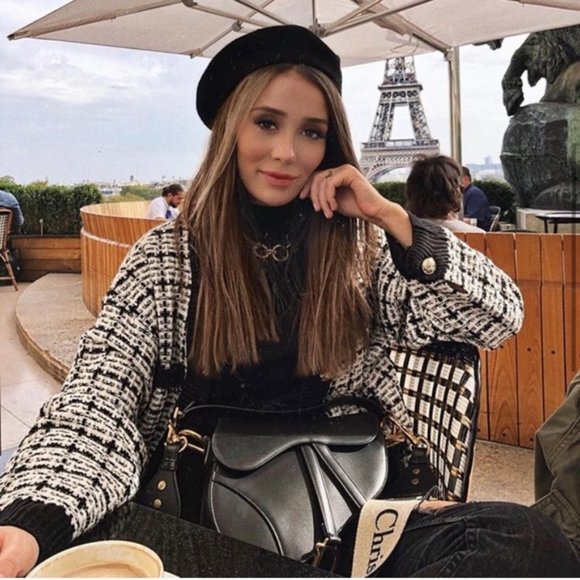 Zara Knit Graph Check Tweed Cardigan - Picture 5 of 8